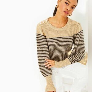 NWT Lilly Pulitzer Finney Sweater Sand Bar Sparkle Strip Size S